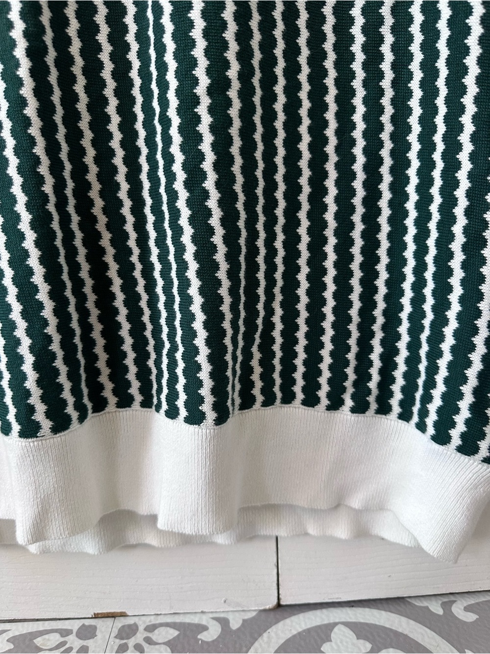 Ben Sherman Dark Green & White Wave-Pattern Polo - Picture 4 of 6